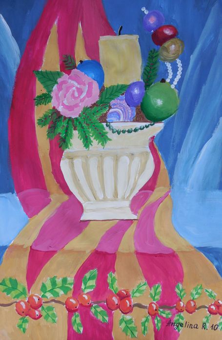 Art Studio PALETTE. Angelina Rudakova Picture.  Tempera Holidays Christmas 